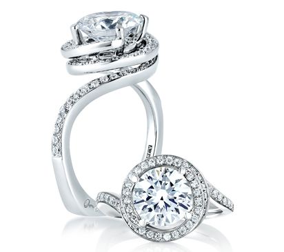 Halo Swirl Engagement Ring