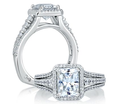 Regal Triple Split Emerald Engagement Ring | By A JAFFE