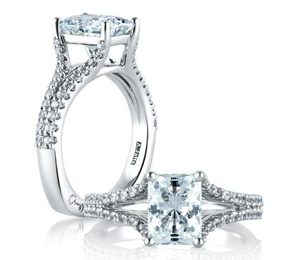 Classic Split Shank Emerald Engagement Ring
