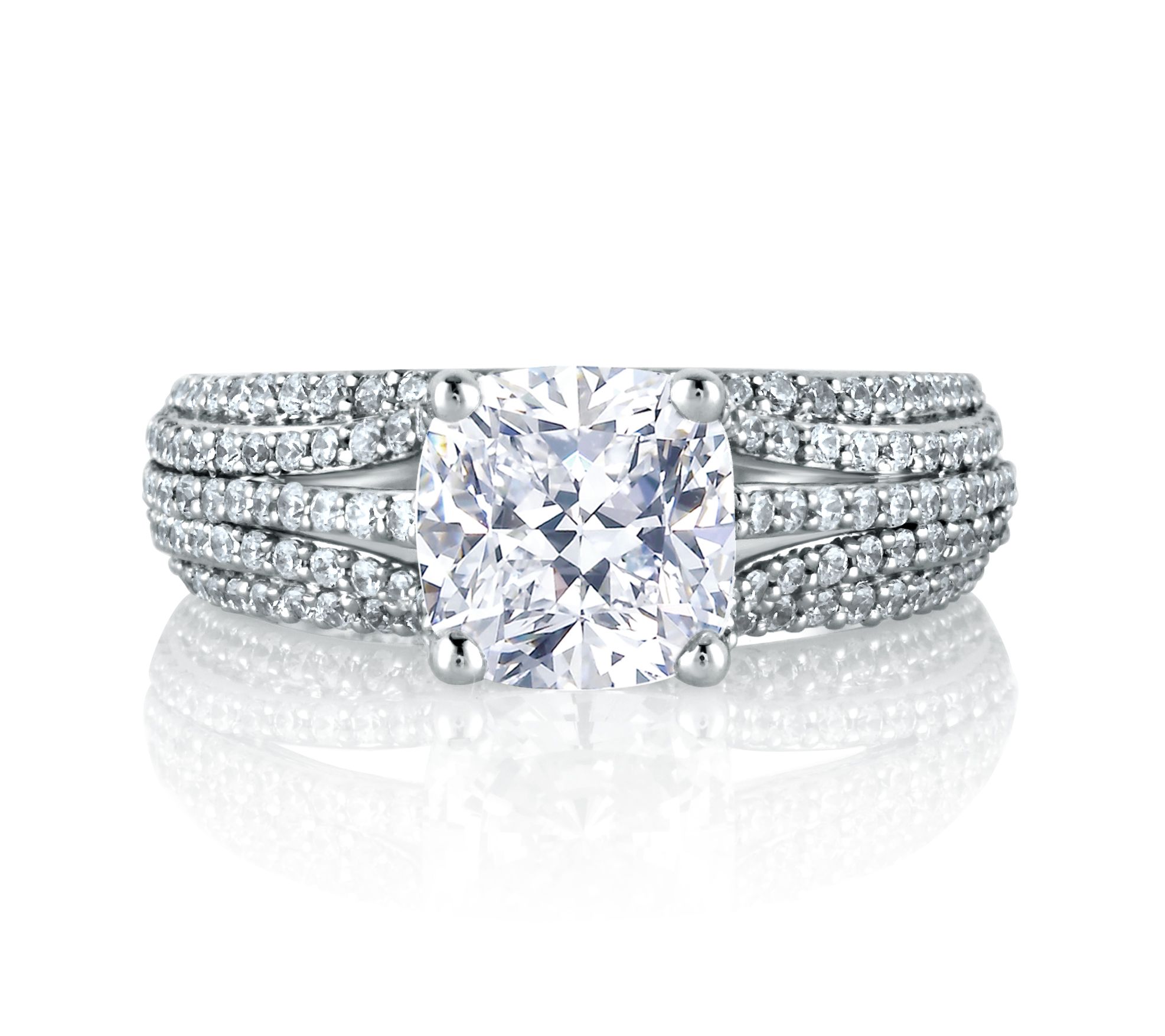 Five Row Diamond Dazzling Cushion Engagement Ring