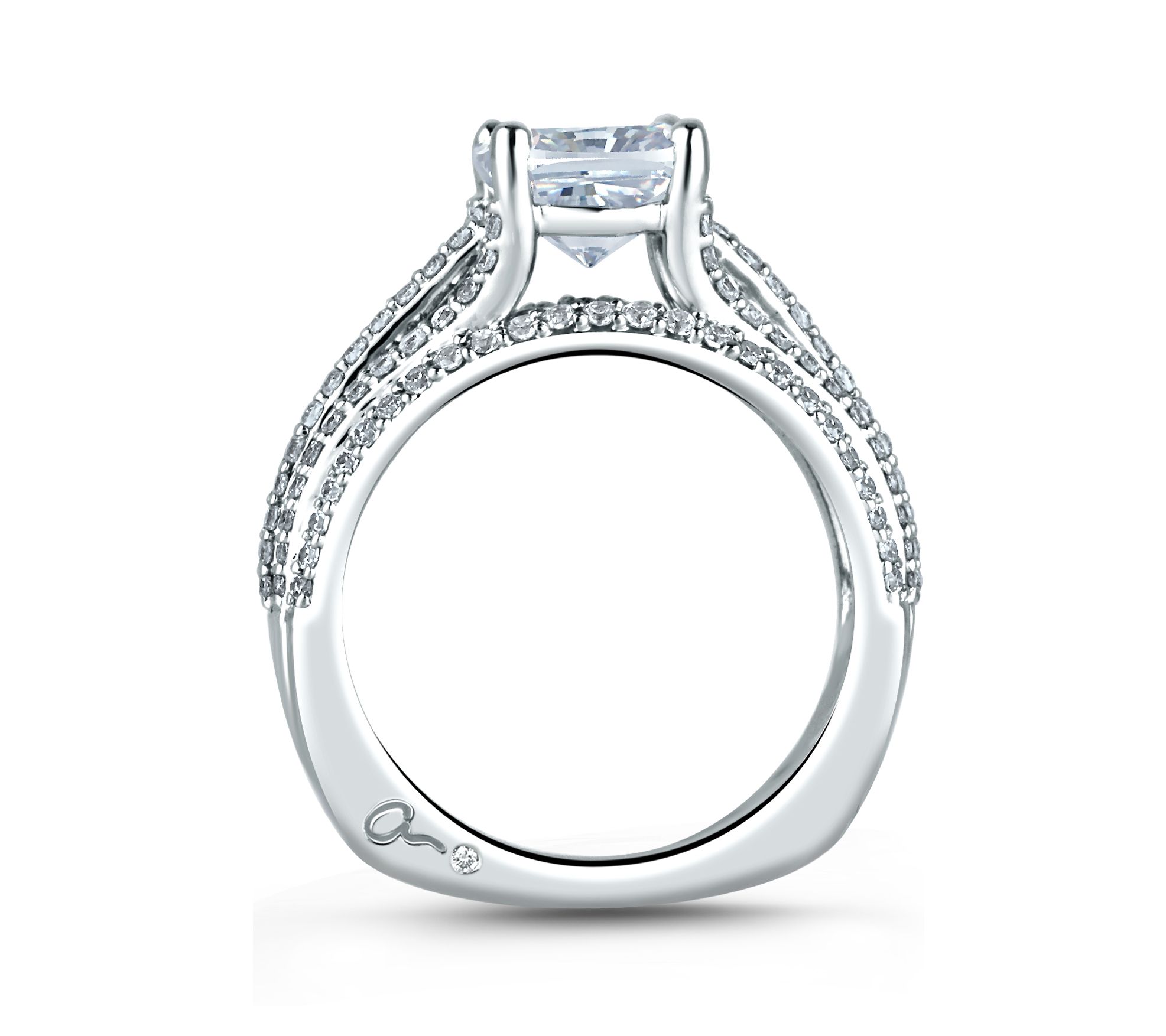 Five Row Diamond Dazzling Cushion Engagement Ring