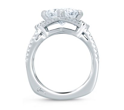 Deco Double Shank Bubble Prong Engagement Ring