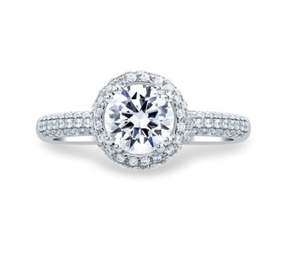 Round Cut Delicate Pave Bridal Engagement Ring Pave Band