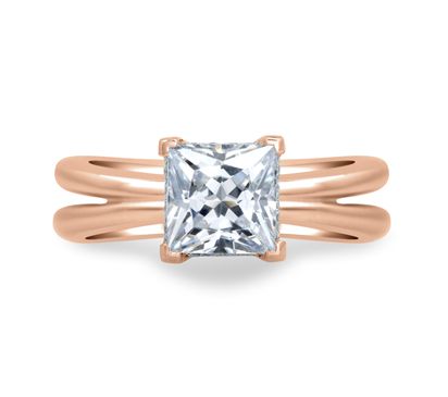 Unique Princess Cut Delicate Pave Bridal Engagement Ring