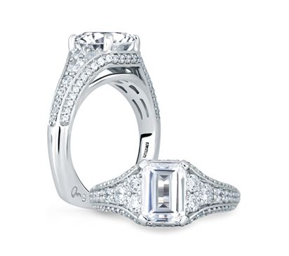 Vintage Emerald Diamond Center Solitaire Engagement Ring