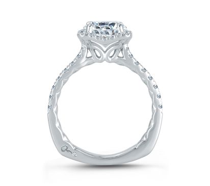 Square Halo with French Round Diamond Center Quilted Engagement Ring