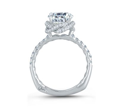 Dazzling Oval Pave Vine-Crossover Diamond Engagement Ring