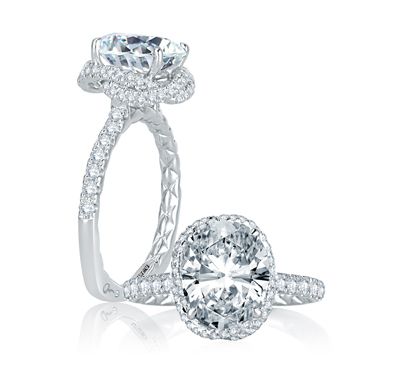 Dazzling Oval Pave Vine-Crossover Diamond Engagement Ring