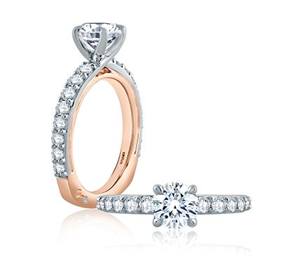 Two Tone Solitaire Shared Prong Engagement Ring