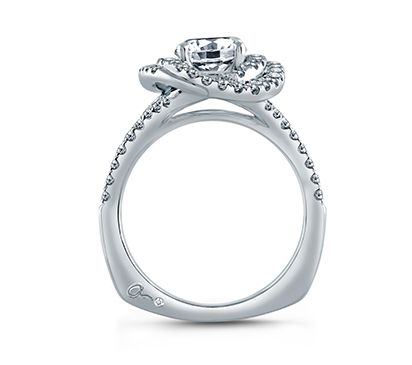 Continuous Double Halo Pave Engagement Ring