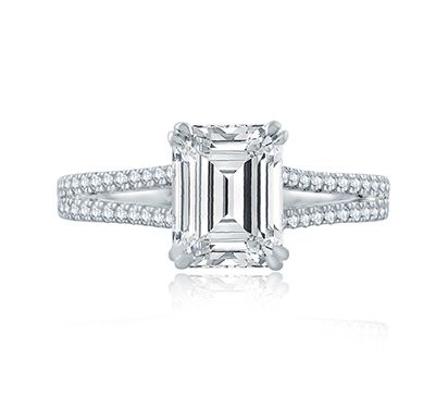 split shank emerald cut engagement rings