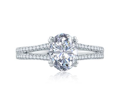 Split Shank Double Prong Oval Center Solitaire Engagement Ring