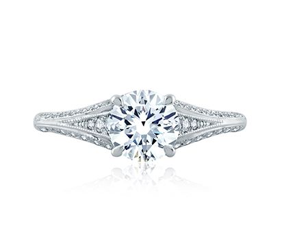 Intricate Modern Vintage Split Shank Knife Edge Solitaire