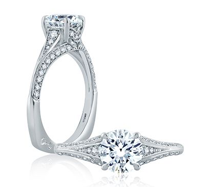 Intricate Modern Vintage Split Shank Knife Edge Solitaire