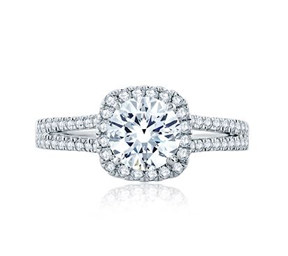 Split Shank Cushion Halo Gallery Detail Engagement Ring