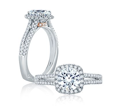 Split Shank Cushion Halo Gallery Detail Engagement Ring