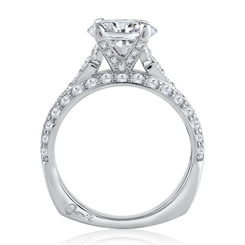 Modern Triple Row Round Cut Diamond Engagement Ring