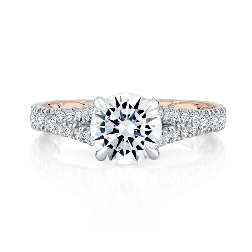 Regal Split Signature Round Diamond Engagement Ring