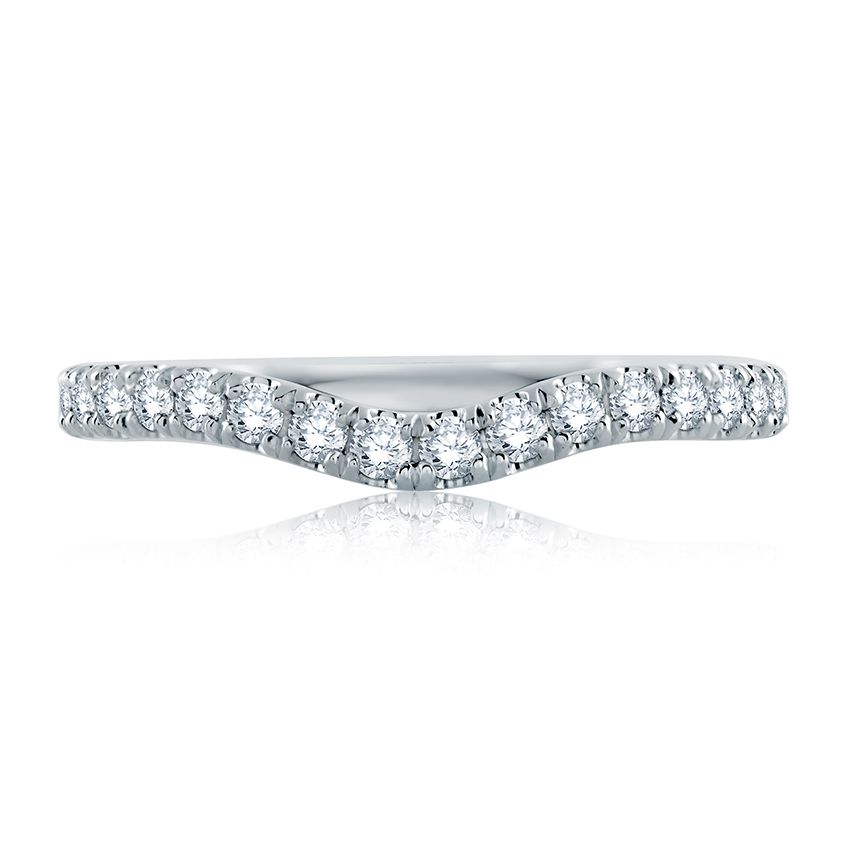 Classic Diamond Pavé Curved Wedding Band with Quilted Interior