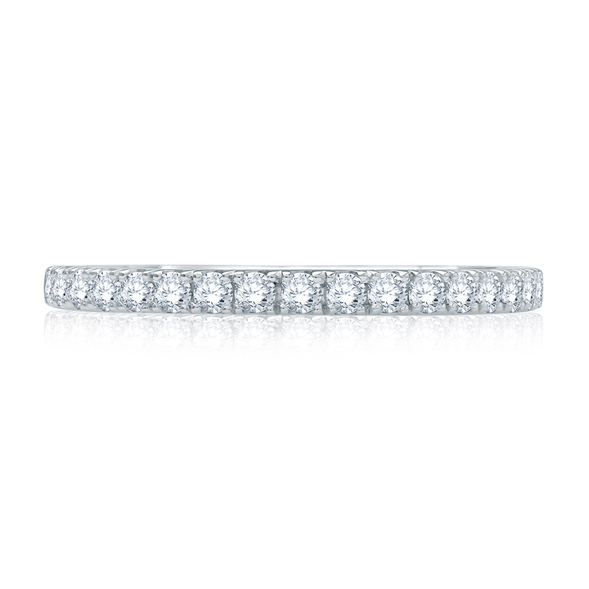 Half Diamond Pavé Wedding Band with Quilted Interior 