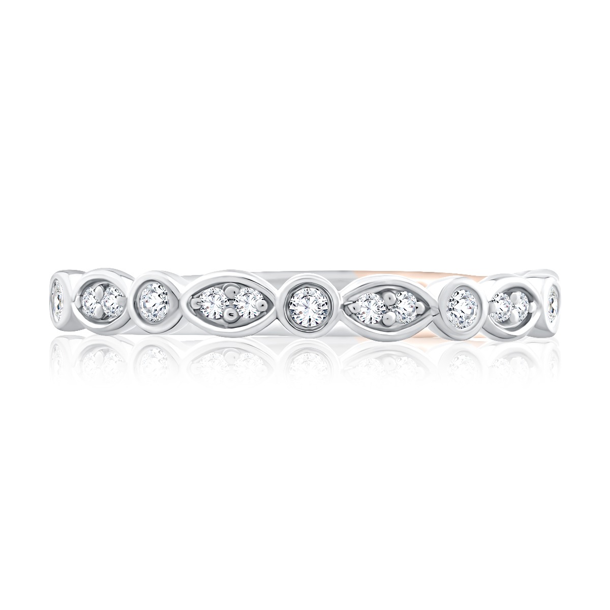 Alternating Round and Marquise Shaped Bezel Diamond Band