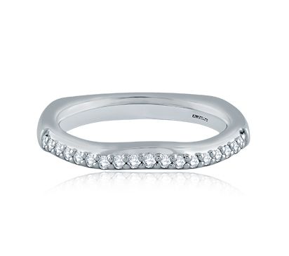 Shared Prong Signature Shank Contour Diamond Wedding Band