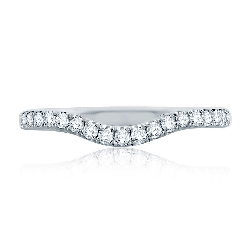 Contour Diamond French Pave Wedding Band with Signature Shank