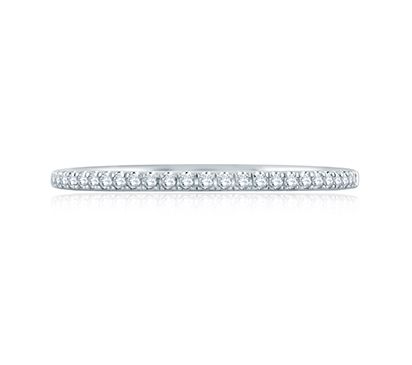 Delicate French Pave Signature Shank Half Circle Wedding Band MRS861/14