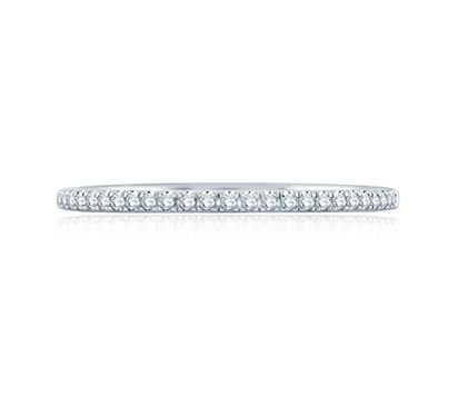 Delicate French Pave Signature Shank Half Circle Wedding Band MRS862/14