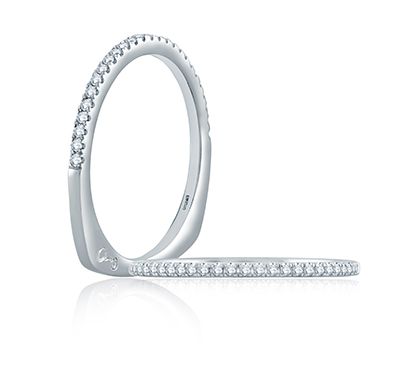 Delicate French Pave Signature Shank Half Circle Wedding Band MRS861/14