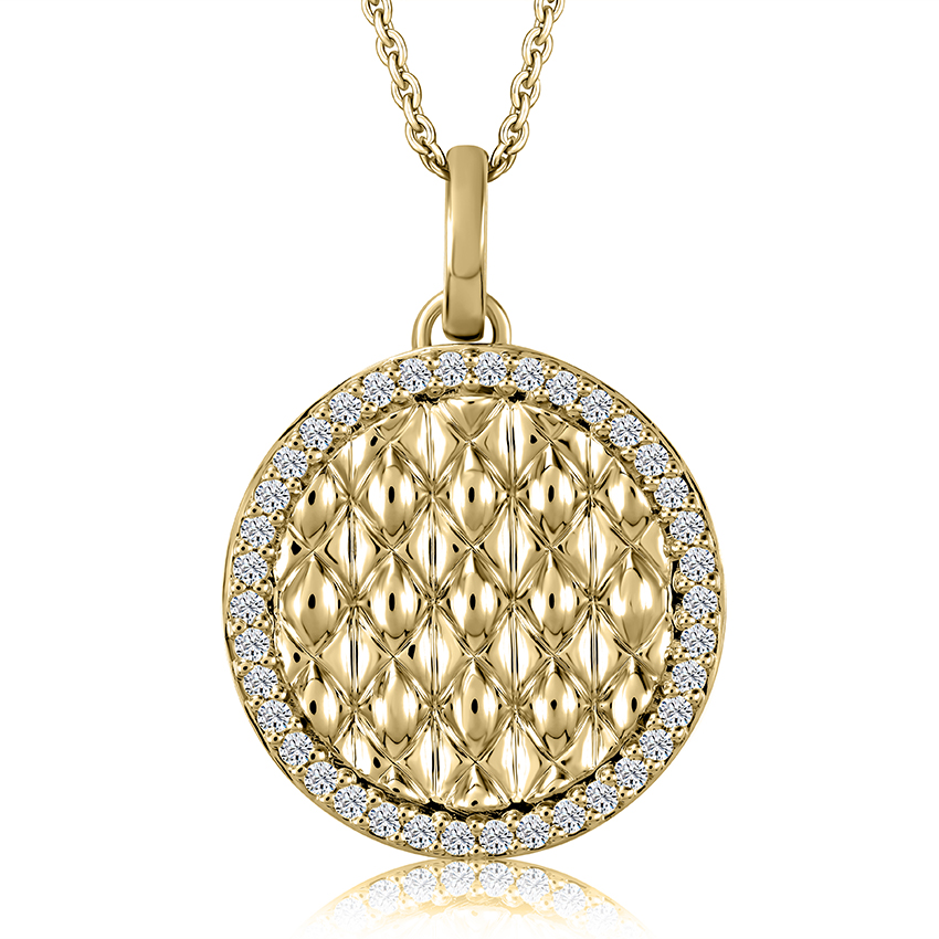 Quilted pendant with diamond border