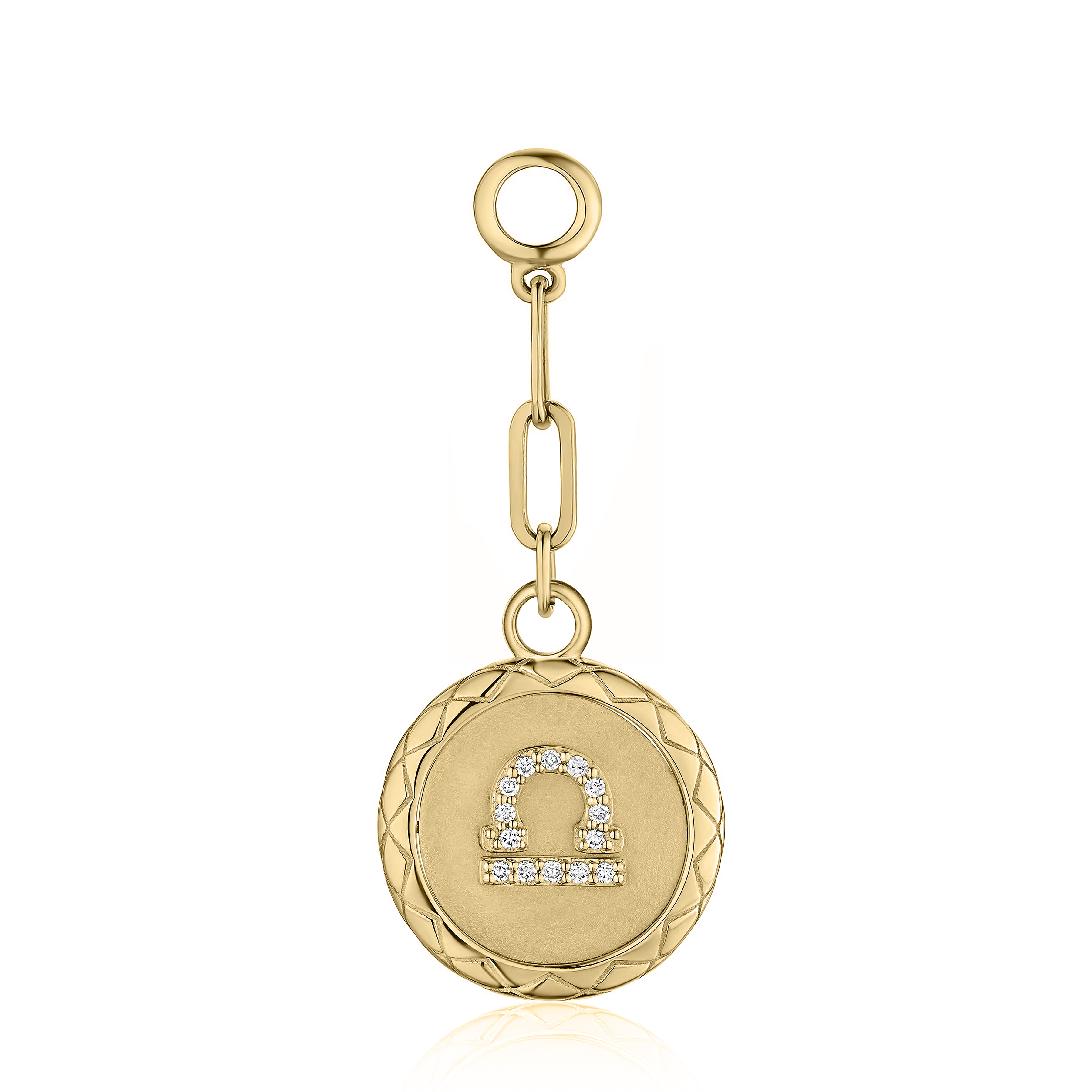 LIBRA diamond zodiac pendant with bail & 2 paper clip links