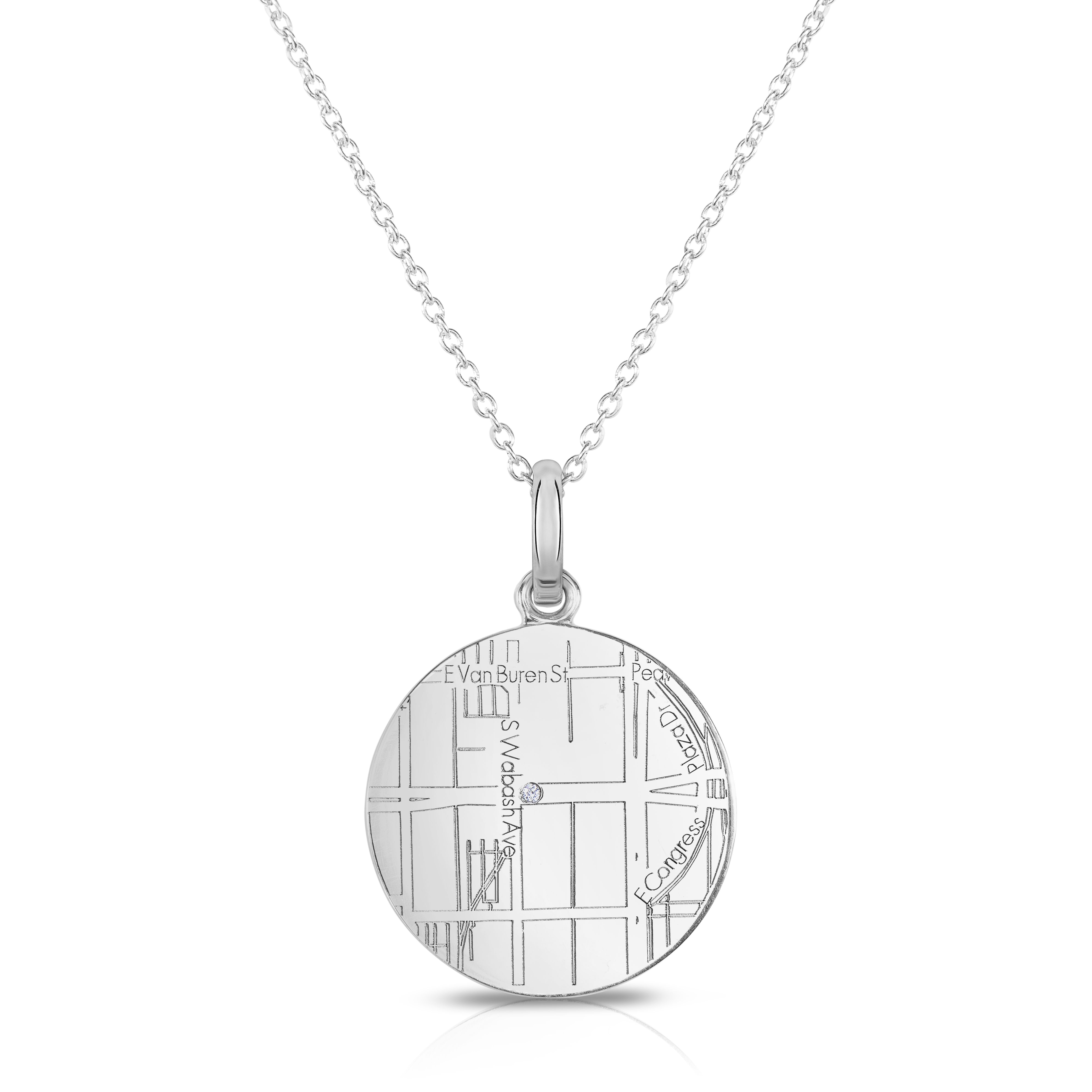 Silver Map Locket Necklace
