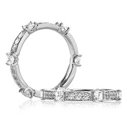 Segmented Round and Princess Cut Band Ring