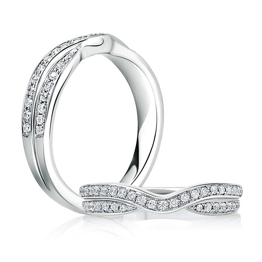 Double Row Curved Wedding Band 