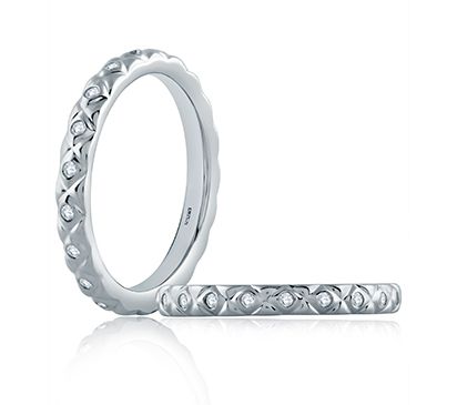 Diamond Accent Quilted Shank Wedding Band