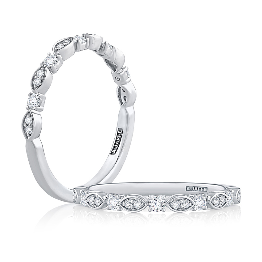 Round and Marquise Shape Diamond Half Way Anniversary Band