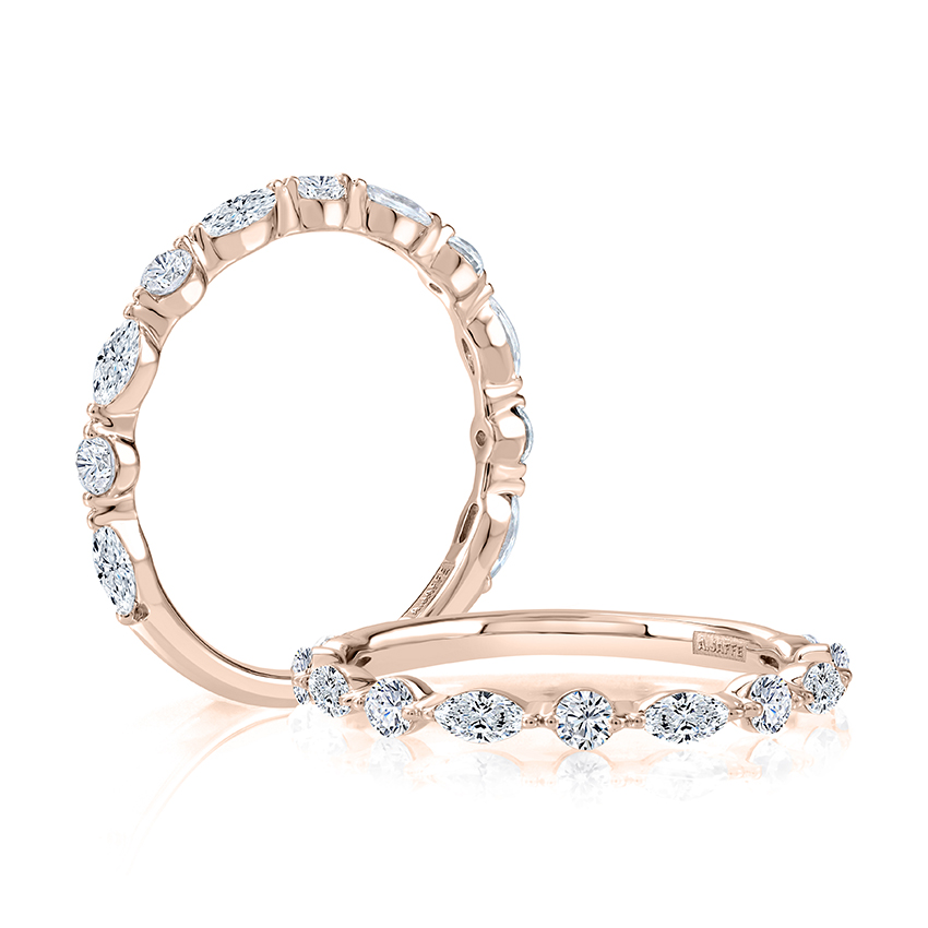 Alternating Round and Marquise Diamond Stackable Ring