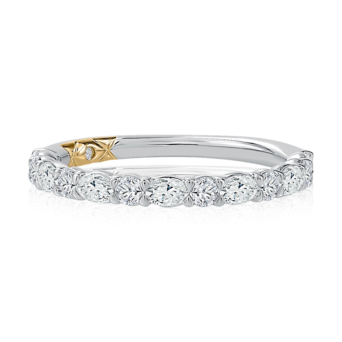 Elegant A.JAFFE Halfway Round Diamond Band with Petite Quilts