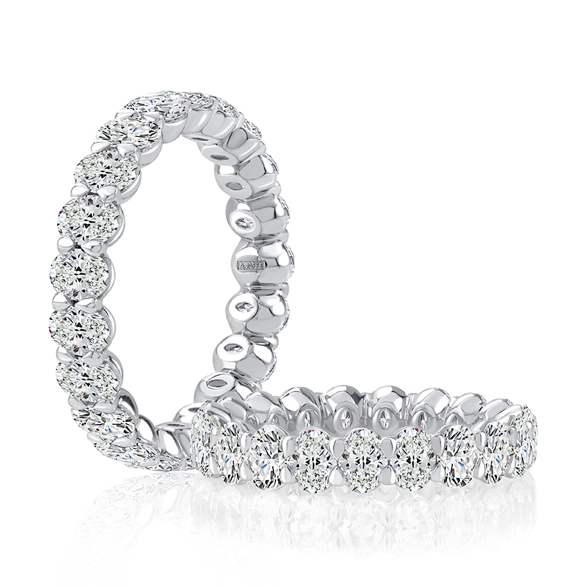 Oval Cut Diamond Eternity Band with Cup Setting Profile