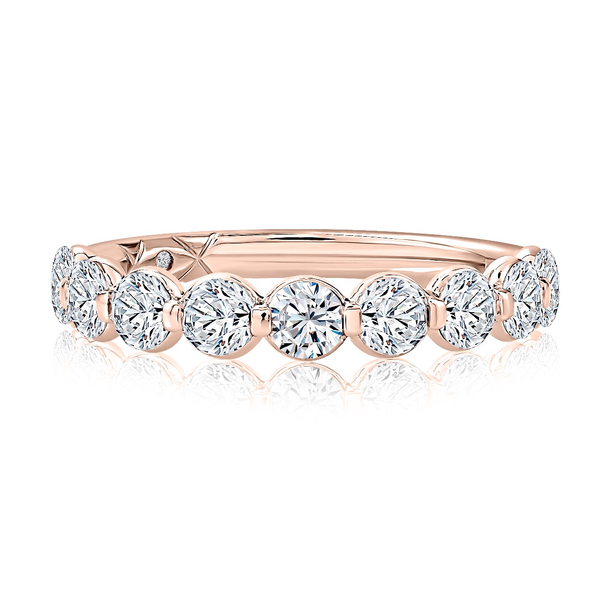 Modern Single Shared Halway Round Diamond Band