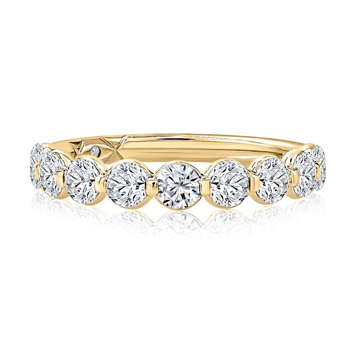 Modern Single Shared Halway Round Diamond Band