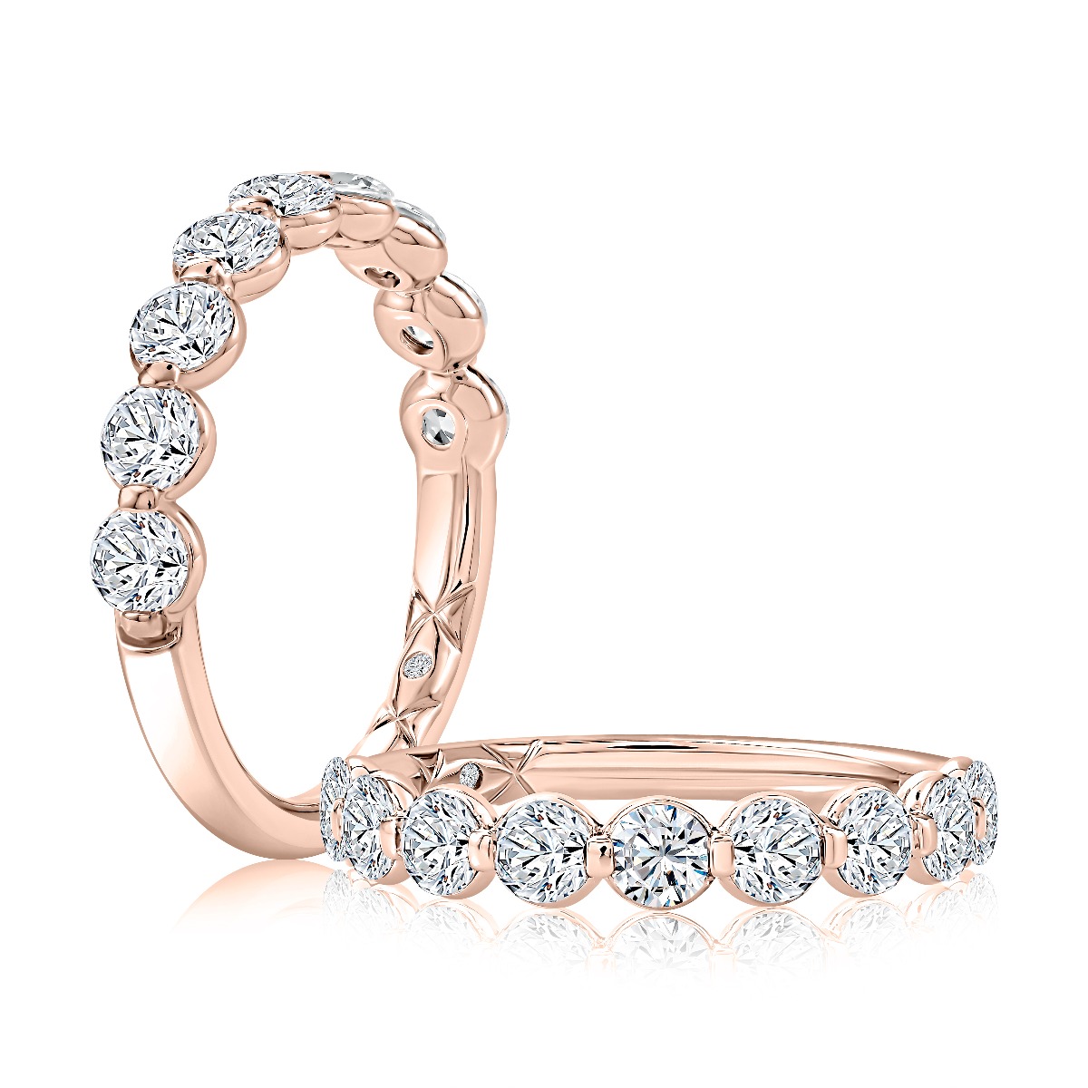 Modern Single Shared Halway Round Diamond Band