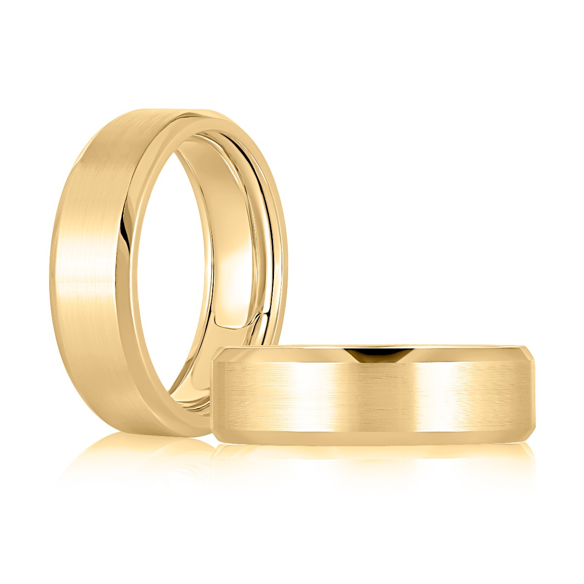 7mm Yellow Gold Satin Center with High Polish Beveled Edges