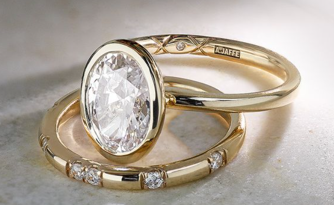 Oval Bezel Solitaire Engagement Ring - A.JAFFE