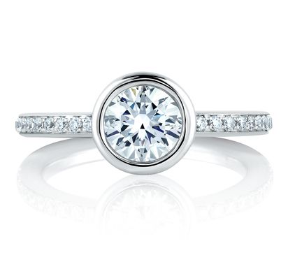 Round Architectural Bezel Engagement Ring - A.JAFFE